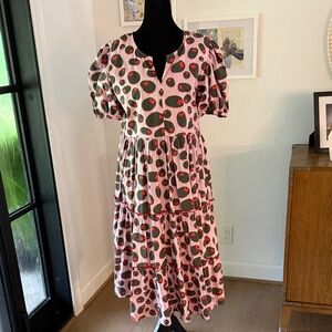 Pink and Green Olive Patterned Ruby Dress